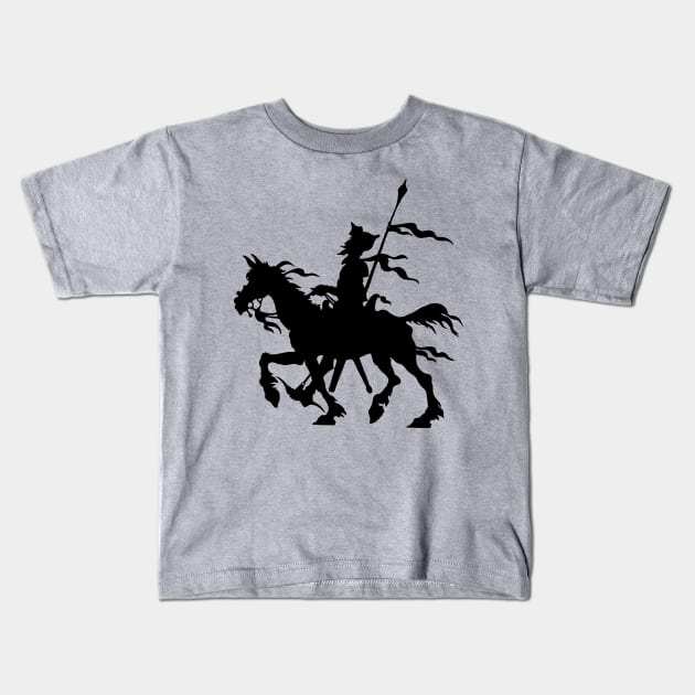 Don Quixote of La Mancha and Rocinante | Don Quixote Silhouette | Kids T-Shirt by Eclectic At Heart